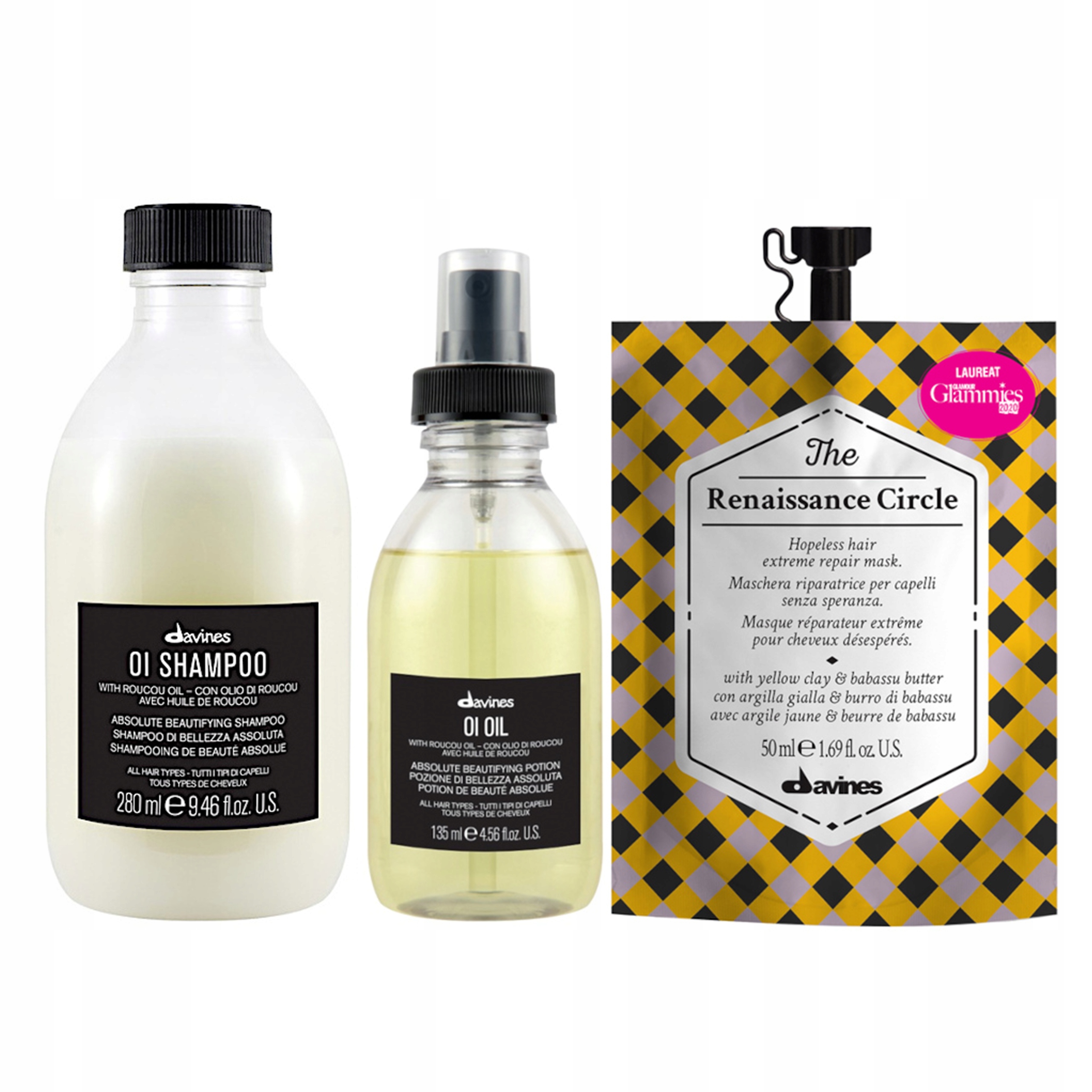 Davines Oi Oil šampon 80 ml olej 135 ml maska Renaissance Circle 50 ml