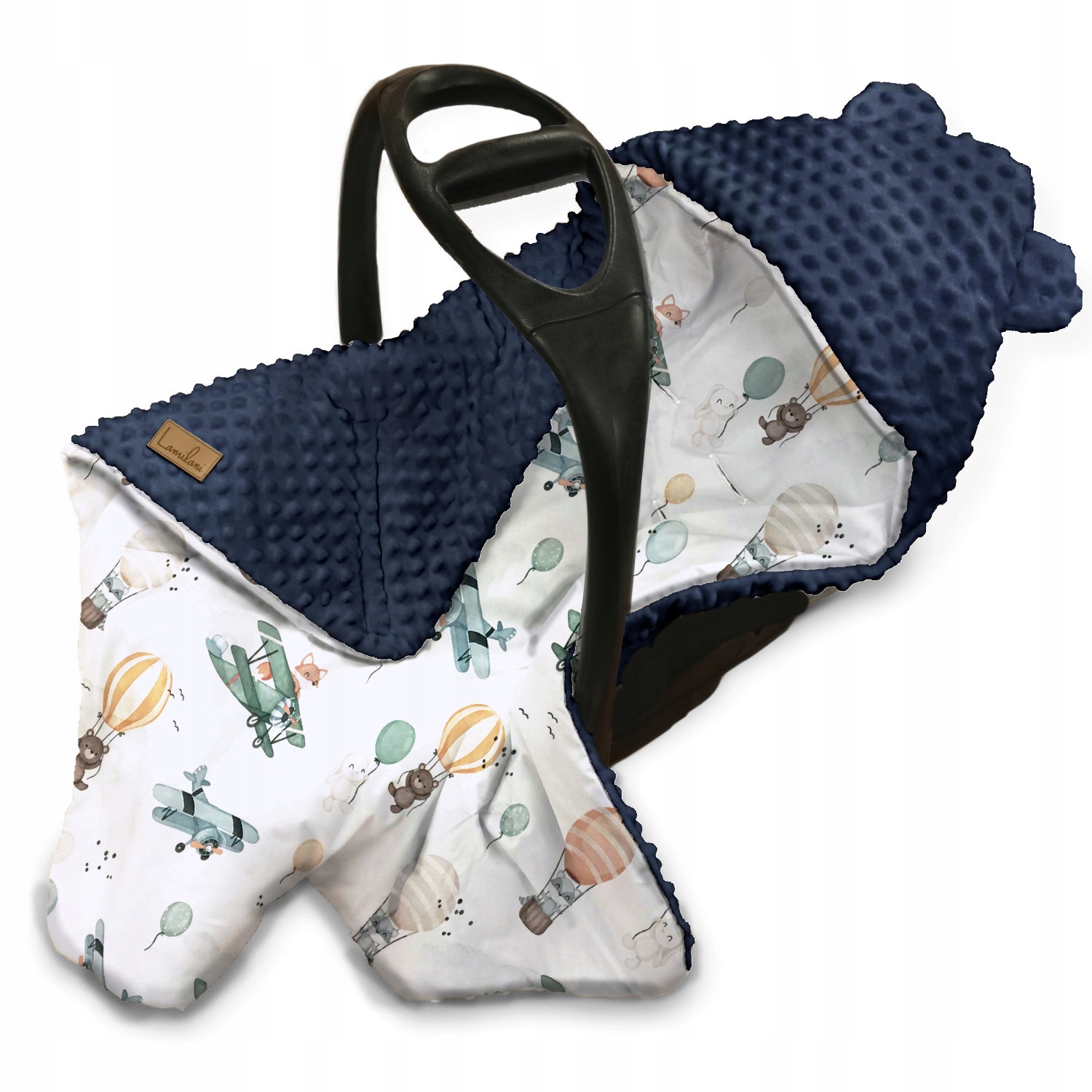 OTULACZ DO FOTELIKA SAMOLOTY BALONY GRANATOWY