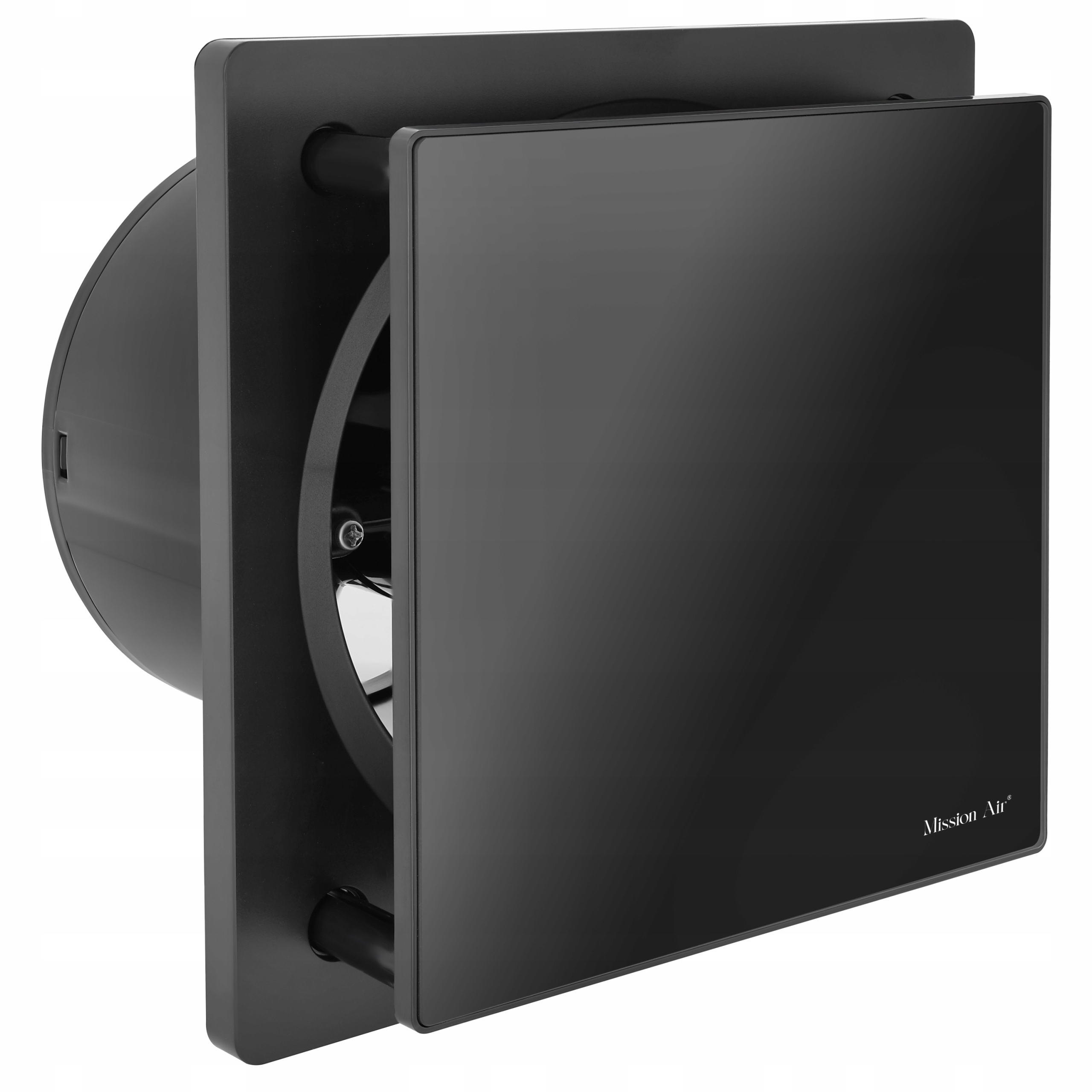Koupelnový Ventilátor 150 Tichý Černý Časovač Senzor Vlhkosti Skleněný
