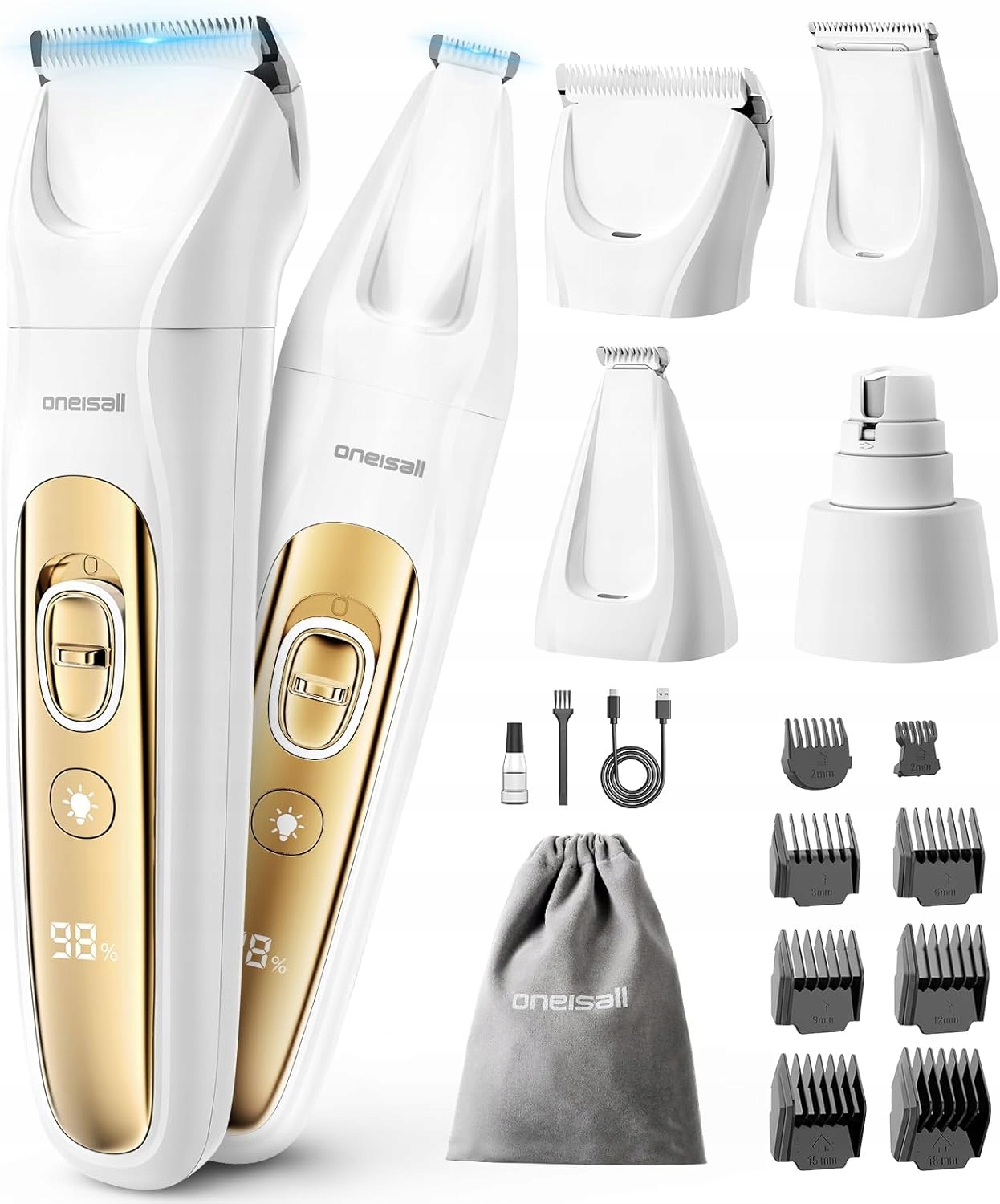 Levně Strojek Oneisall 4V1 Na Stříhání Kočičích Psů Led Bezpečný zastřihovač Tichý