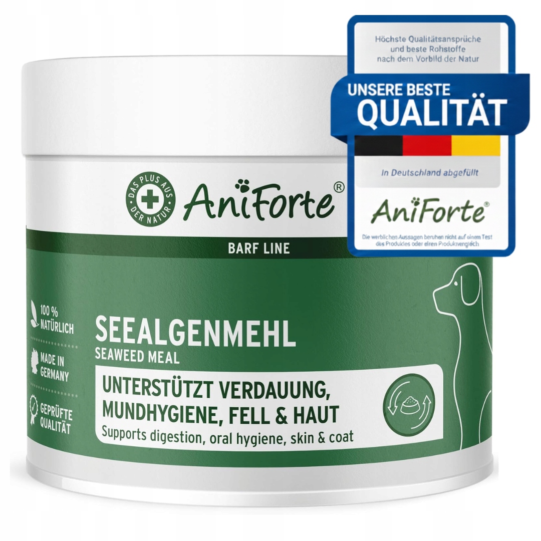 Levně AniForte Mořská řasa v prášku pro psy – Podpora štítné žlázy, srsti a trávení – 250 g