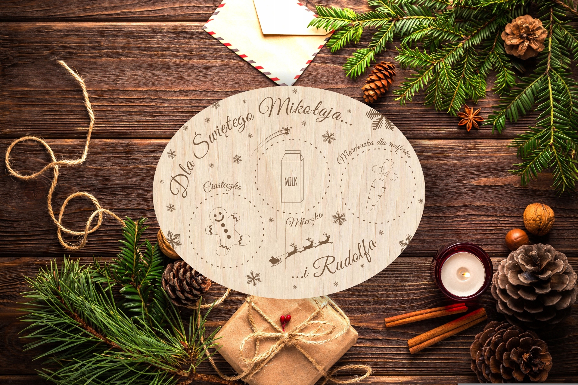 Drewniany Talerzyk TACKA dla Świętego Mikołaja