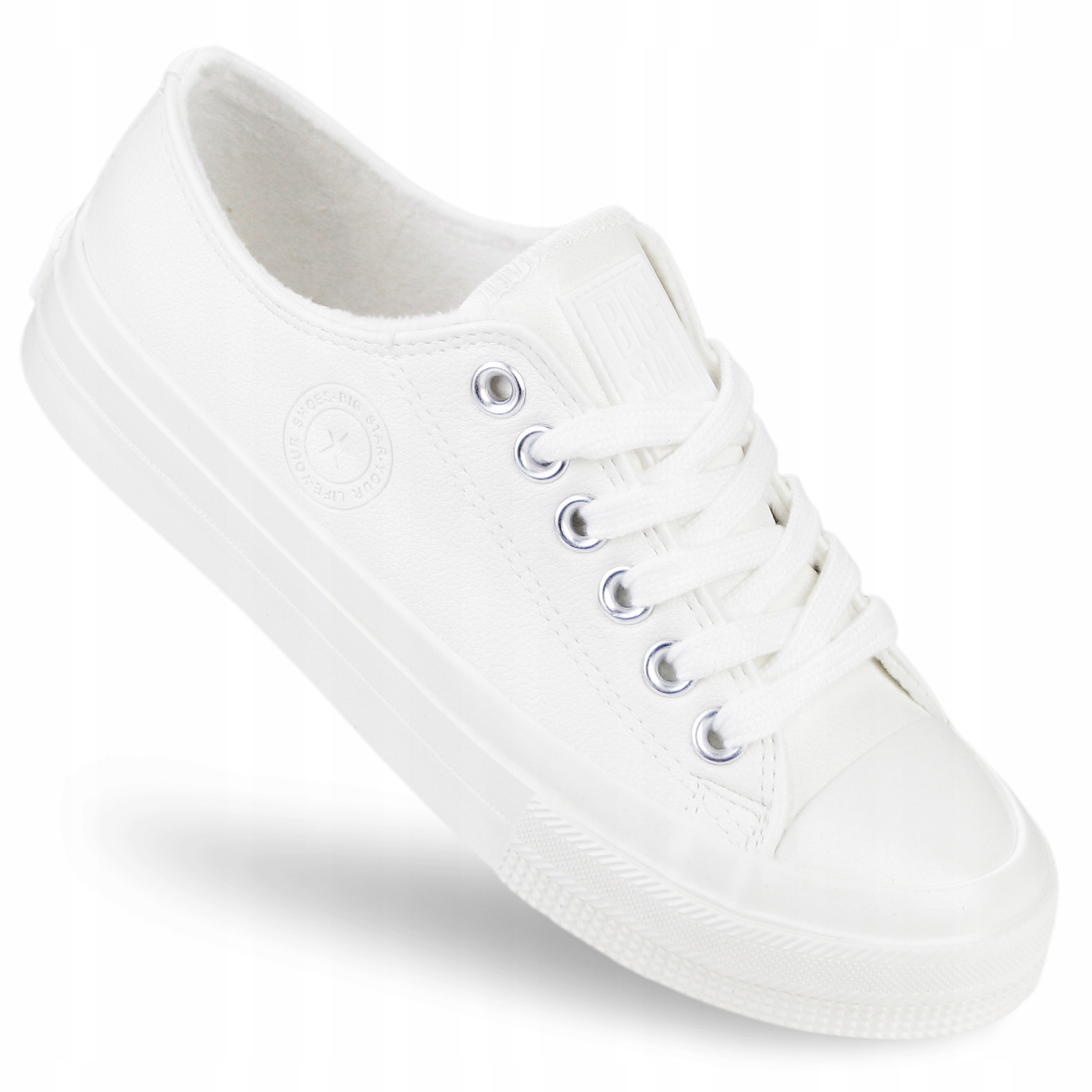 Trampki damskie buty Big Star Ocieplane na jesień niskie białe OO274927 37