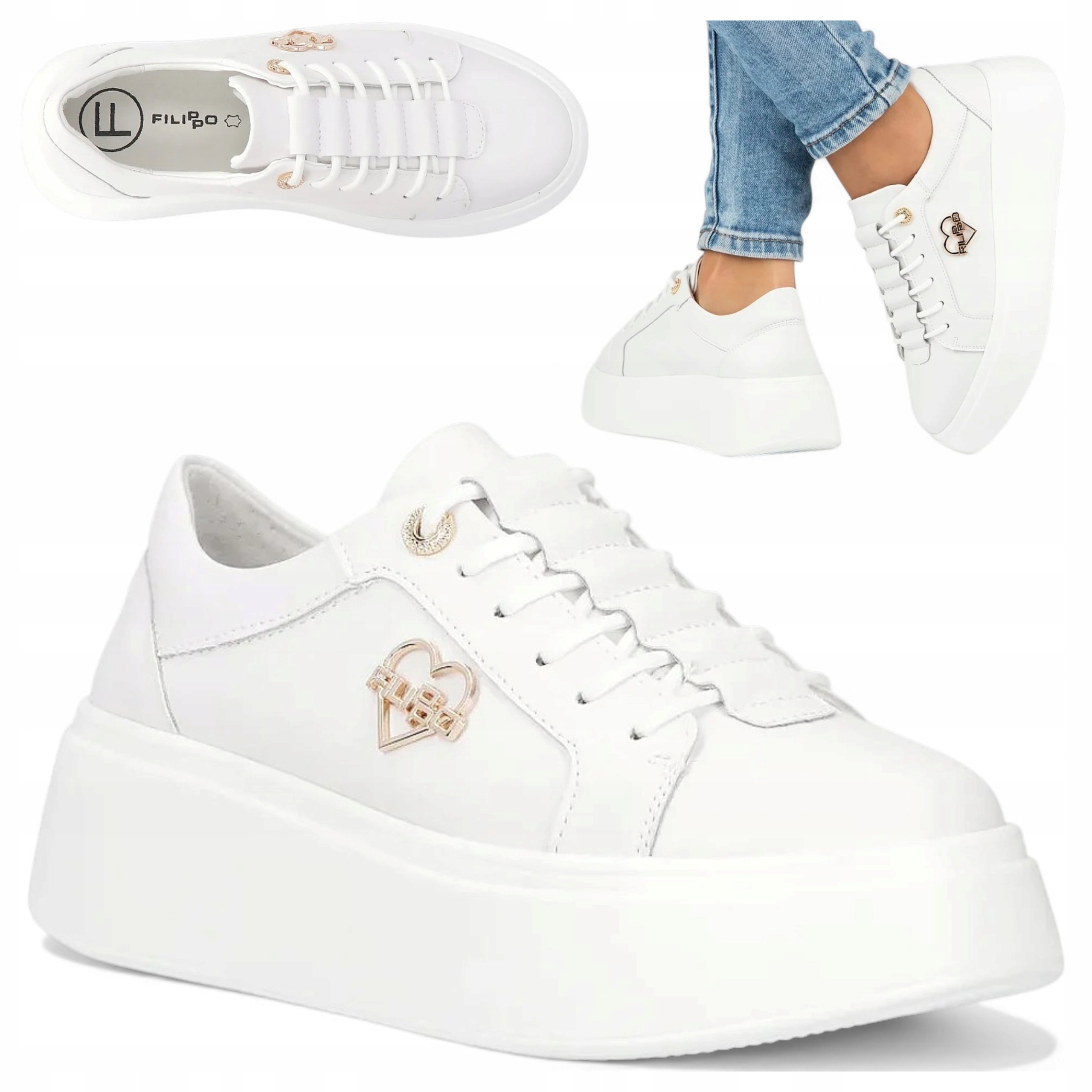 Dámské kožené tenisky 39 Filippo Platforma Polobotky Sportovní Šněrovací