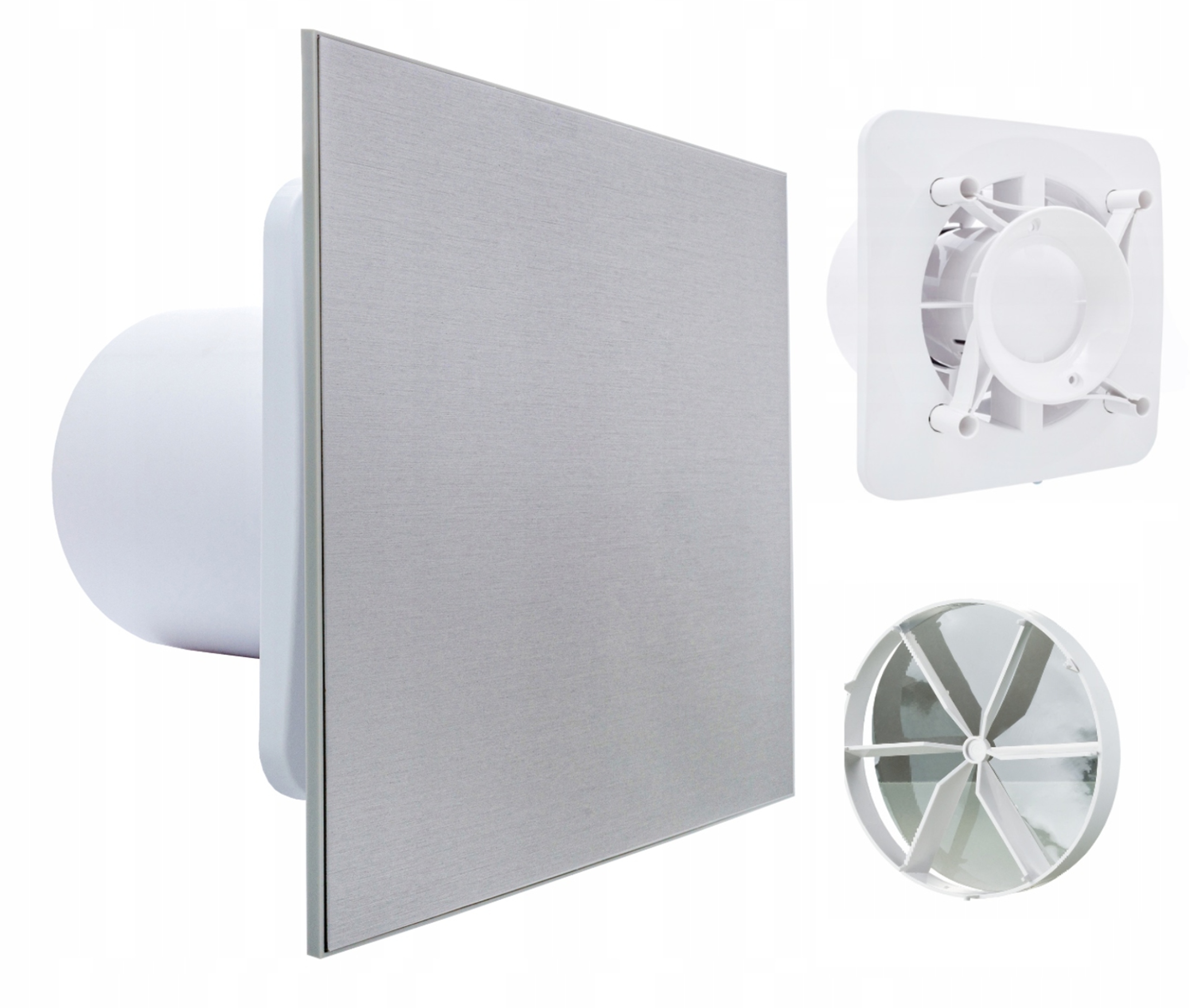 Koupelnový ventilátor do domácnosti, průměr 100 mm, s časovačem, hliníkový, tichý Dárek zpětný ventil