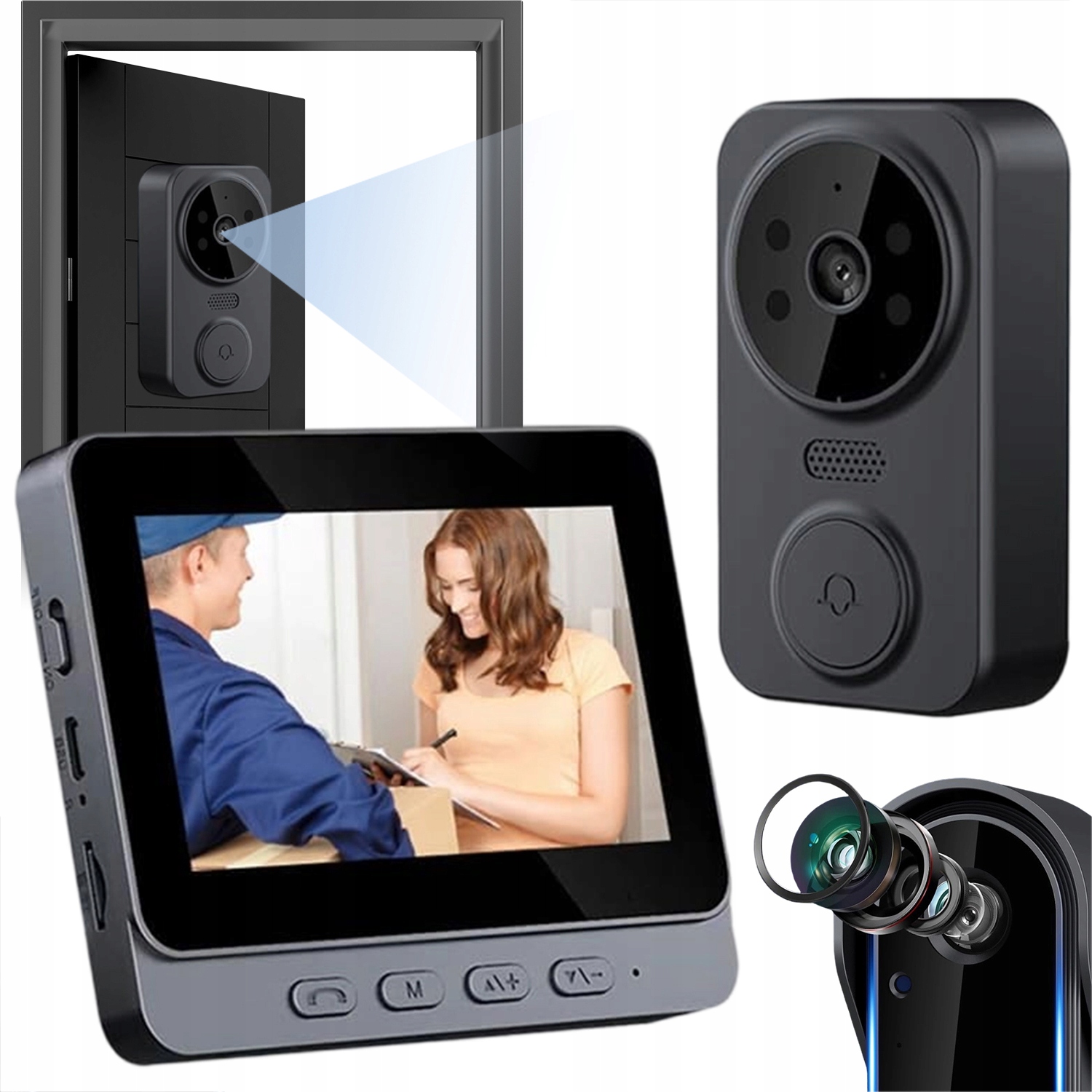 Bezdrátový Videotelefon 4.3 Palců Ips S Monitorem A Nočním Viděním