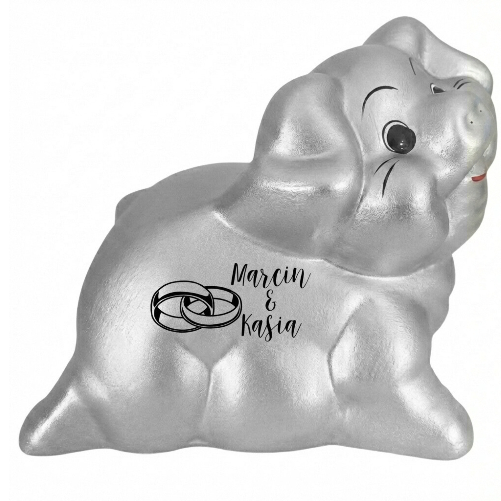 Personalizovaná pokladnička Dárek na svatba svatební hostina Originální velká XXL stříbro