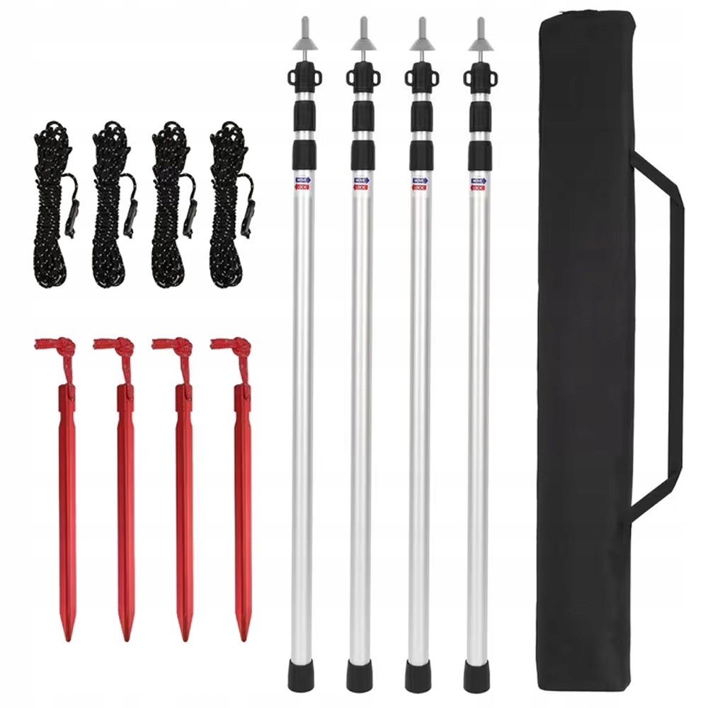 Maszt Do Namiotu Teleskopowy Aluminiowy 4 Szt Regulowany 93,5-234,5cm Bedee