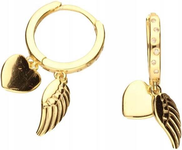 Stříbrné pozlacené náušnice 925 srdce a křídla, elegantní vzor jako dárek