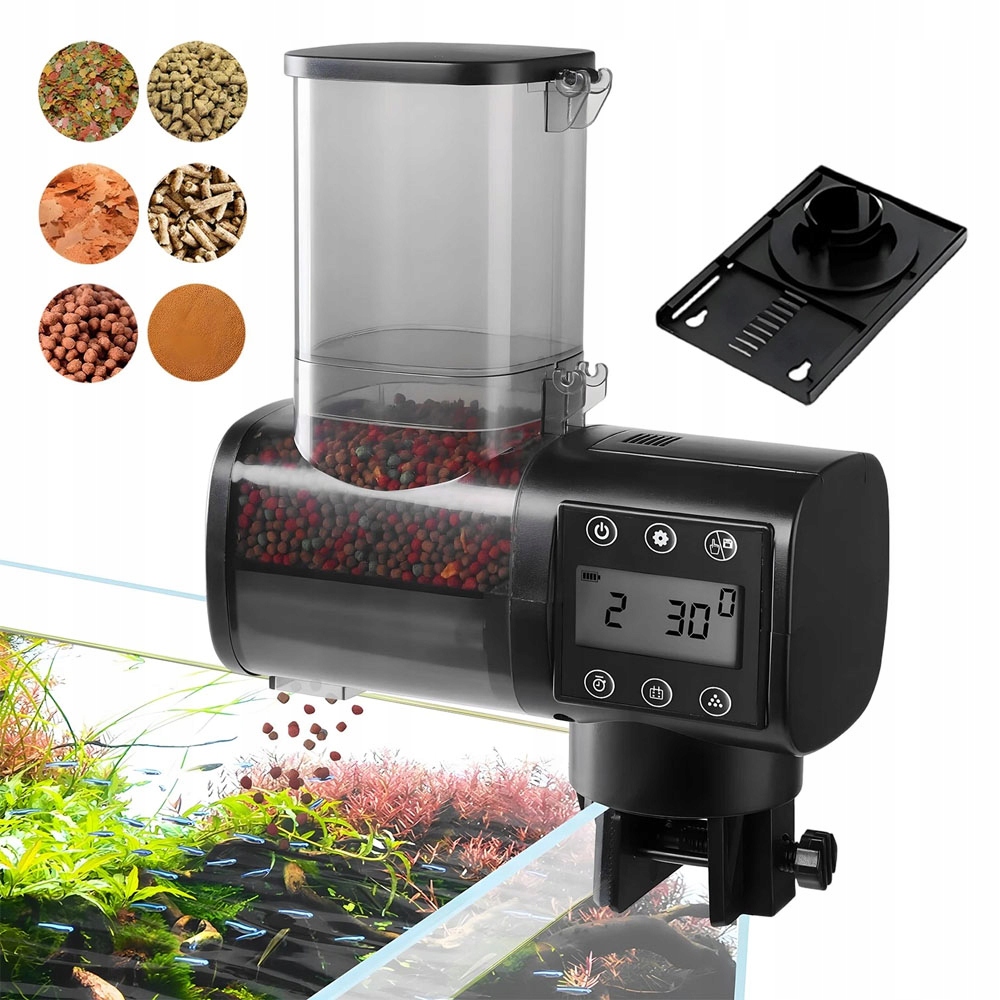 Inteligentní Krmítko 500 ML S LCD Displejem Pro Ryby S 6 Dávkami Denně