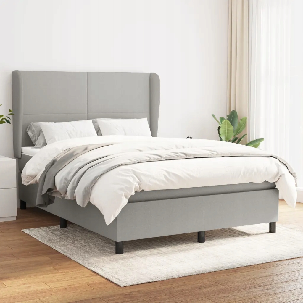 Box spring postel s matrací světle šedá 140 x 200 cm textil Šedá 3127805