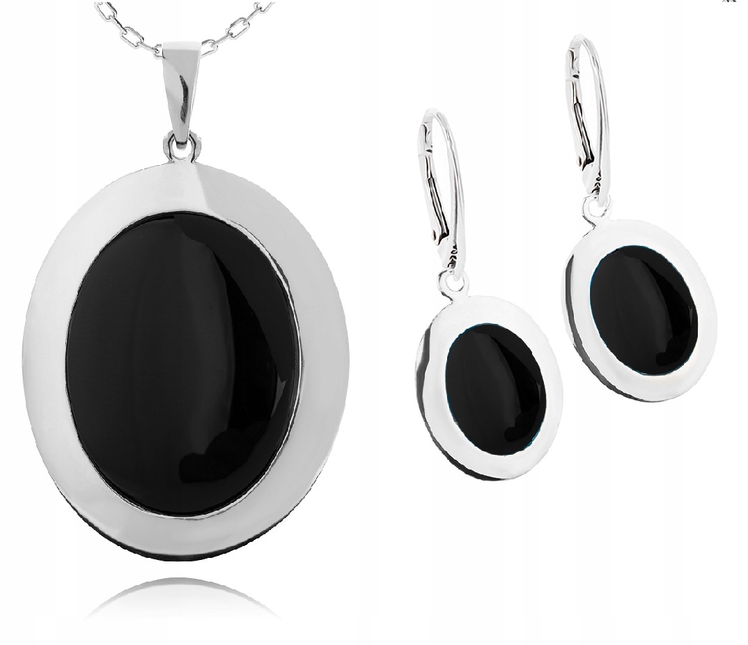 

Srebrny Komplet Biżuterii Z Onyksami Pr. 925