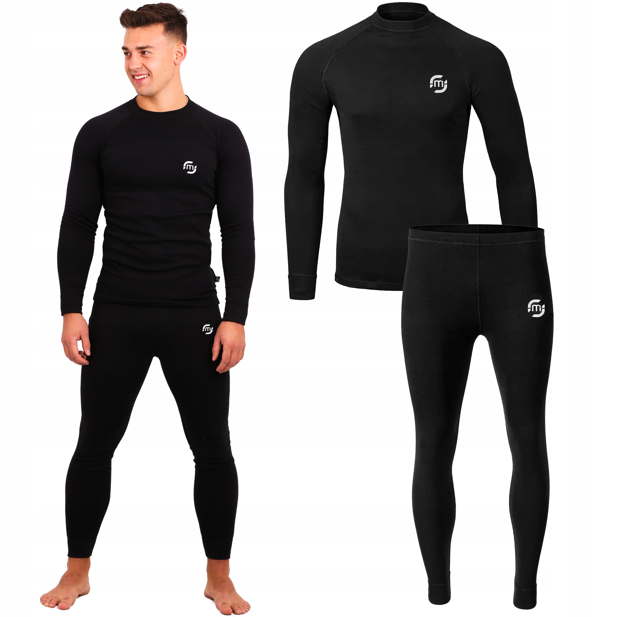 Teplé Sportovní termoaktivní spodní prádlo Zimní komplet Tričko Kalhoty XXL