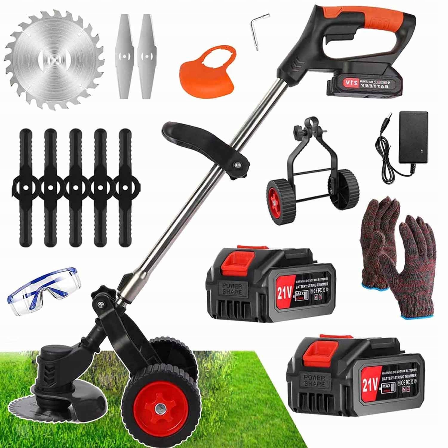 Aku Vyžínač Křovinořez Elektrická Sekačka 2 Aku Zastřihovač Na Trávy