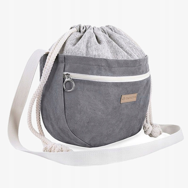 Torebka damska na ramię szara kobieca worek Wielkość duża (mieszcząca A4)