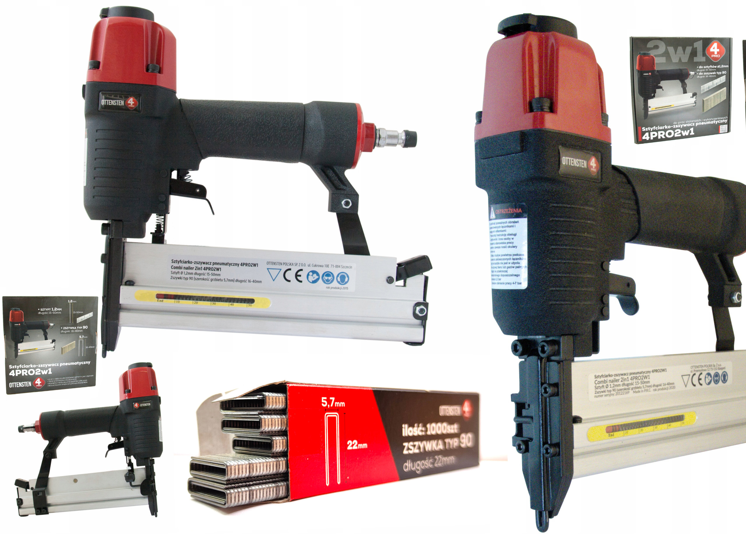 Zszywacz Gwoździarka Sztyfciarka Ottensten 4PRO2w1 +1000 zszywek 90/ 38mm
