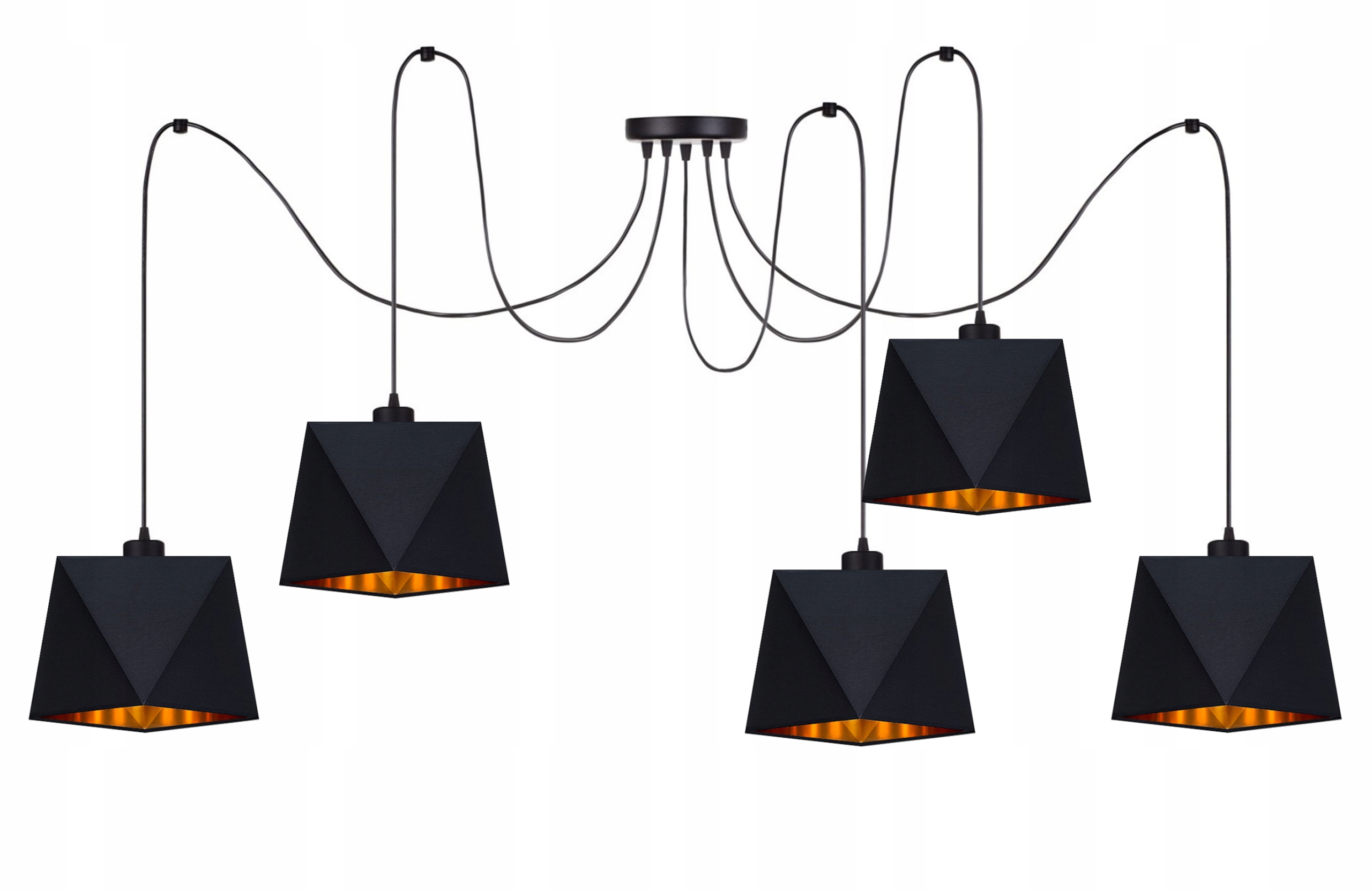 

Lampa Wisząca Sufitowa Żyrandol Czarno - Złoty Led