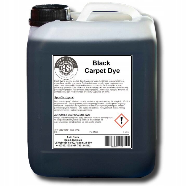 Auto Shine Black Carpet Dye 5L – čierna farba na obnovu kobercov
