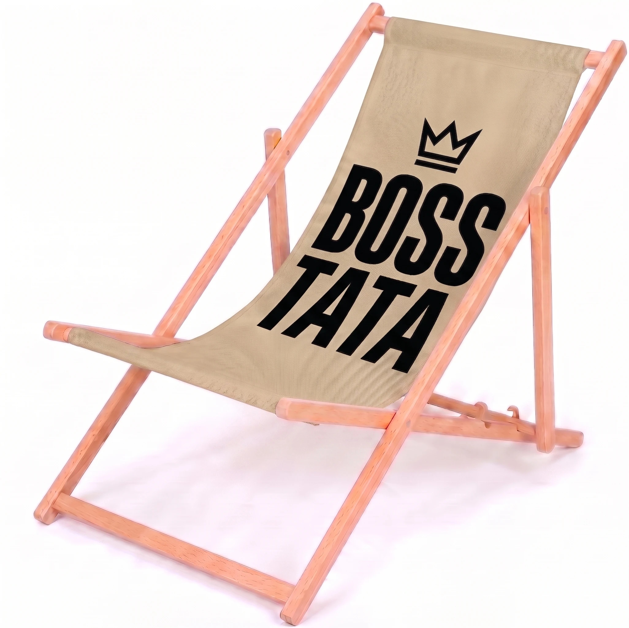 Leżak Ogrodowy Drewniany Dla Taty Boss Tata Kolor Cappuccino