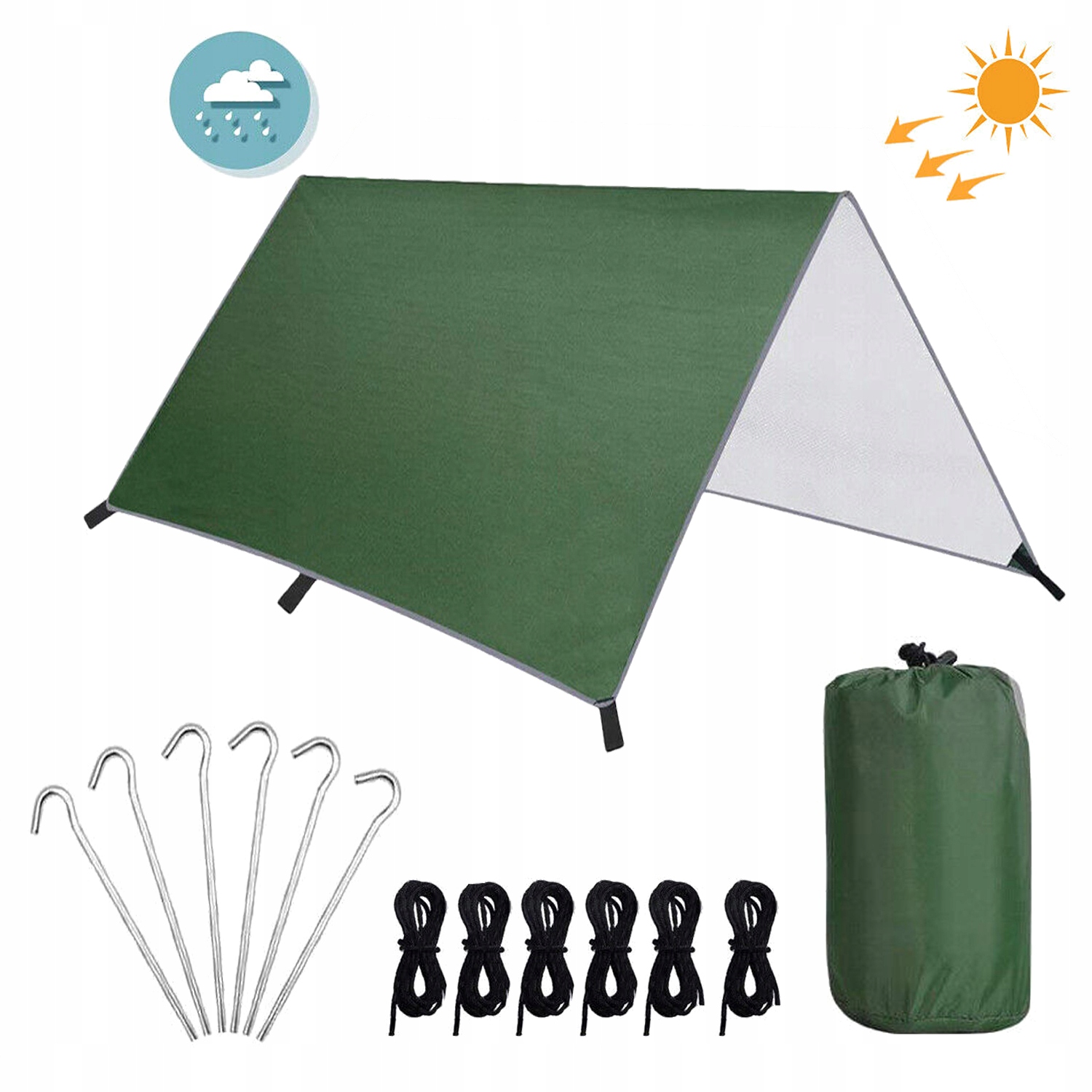 Tarp Płachta Biwakowa Namiot Turystyczny Survivalowa Wodoodporna 3x3m