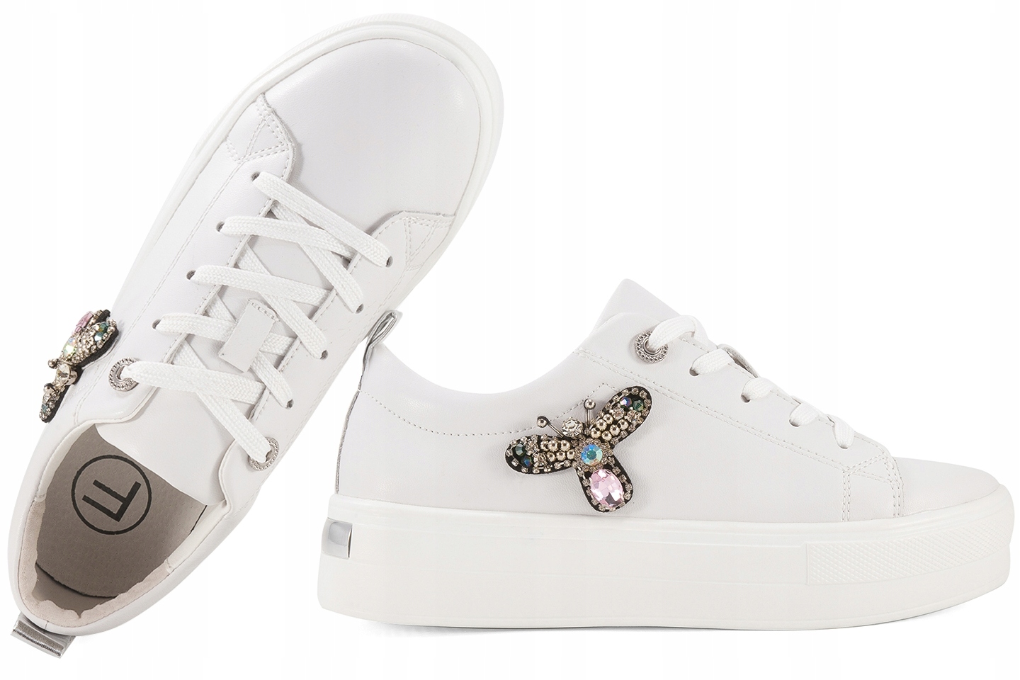 FILIPPO DP6042 PÓŁBUTY DAMSKIE SNEAKERSY NA PLATFORMIE SKÓRZANE