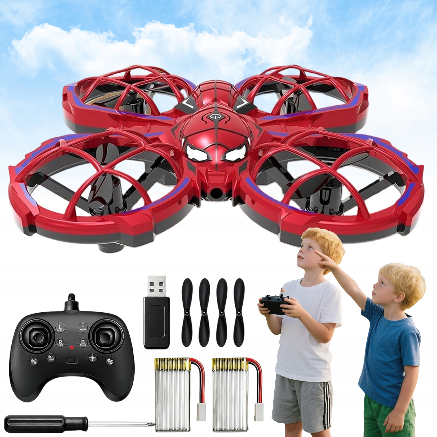 4D RC MINI DRON QUADROCOPTER FUTERAŁ DLA DZIECI 3 BATERIE Z OŚWIETLENIE LED