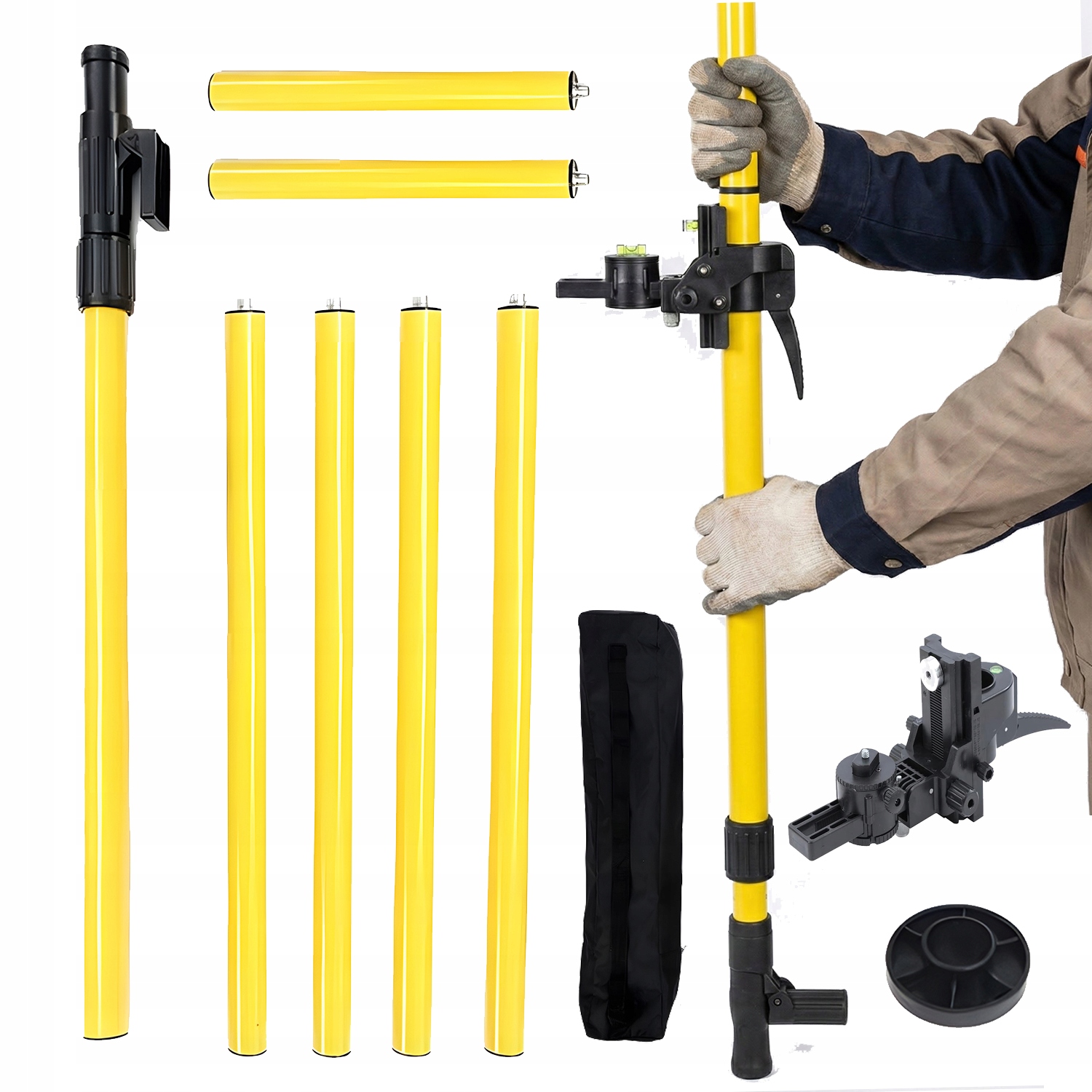 Teleskopická Laserová Vodováha 4.2 M, Slitina Hliníku, Závit 5/8 Palce, Gimbal