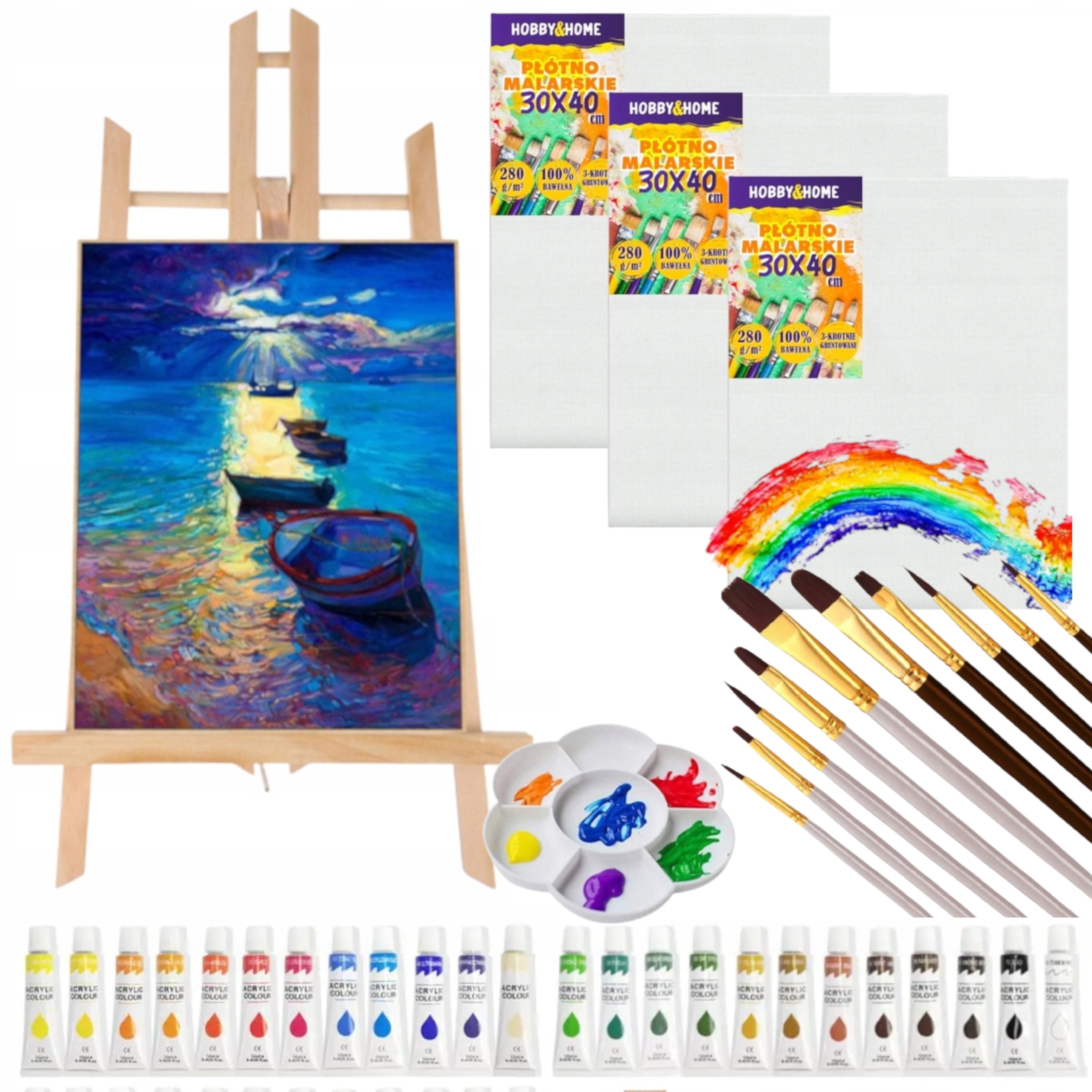 Sada Na Malování Umělecká Pro Děti Stojánek Barvy Plátna 30x40