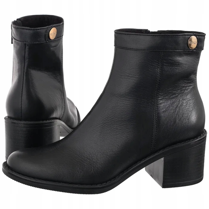 Dámské Kožené Boty Kotníkové Boty na Podpatku Ryłko Černé 5PVH4_V Black