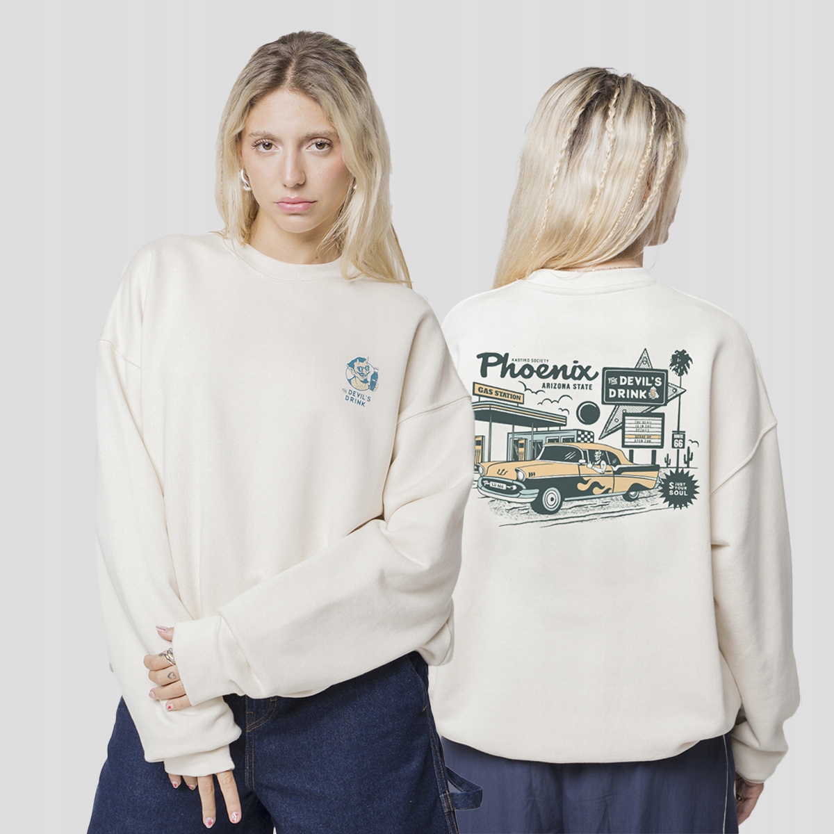 Mikina Kaotiko Crew Gas Station Organic Cotton XXL, béžová, Městská