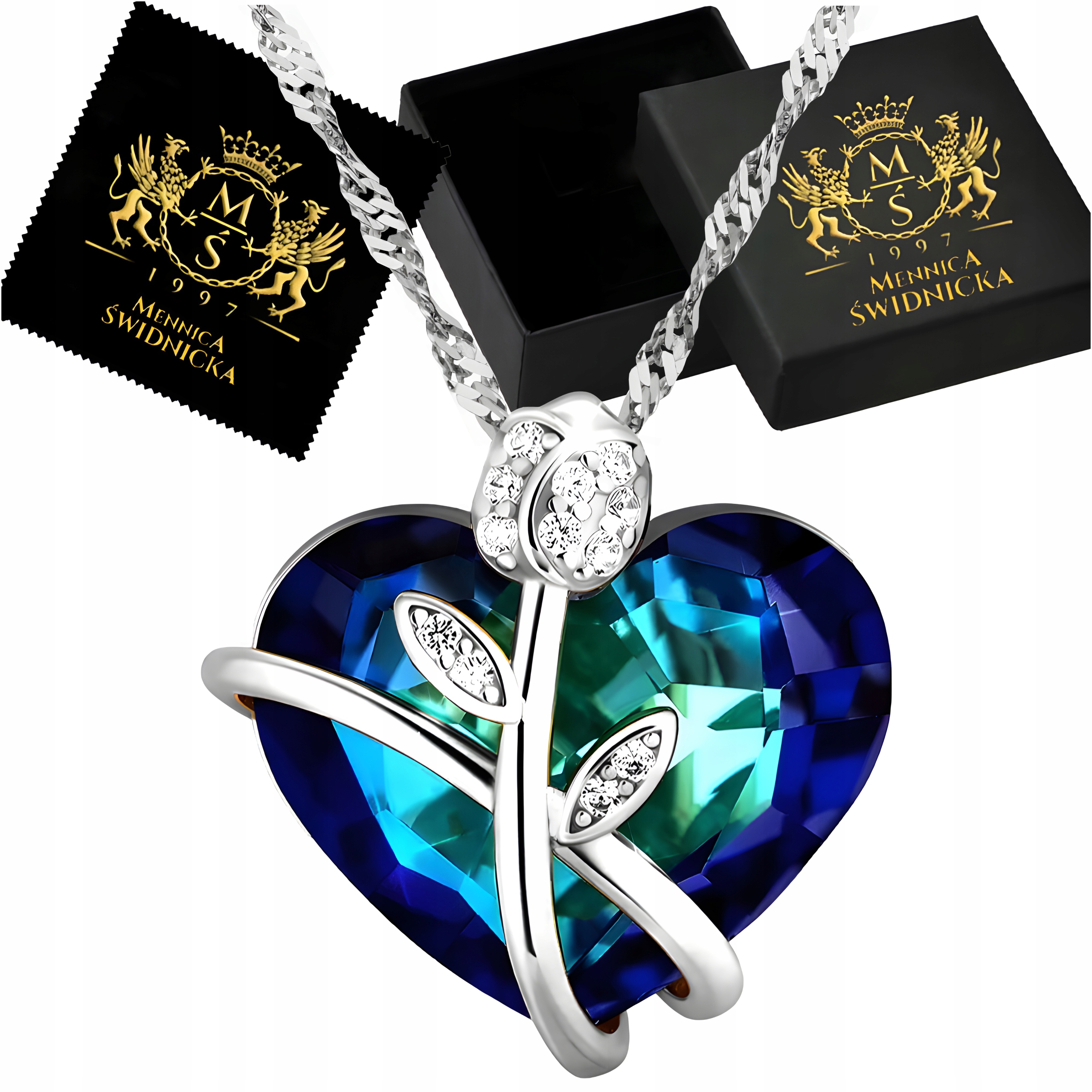 Stříbrný náhrdelník Stříbro 925 Řetízek s přívěskem Srdce Růže jako Dárek