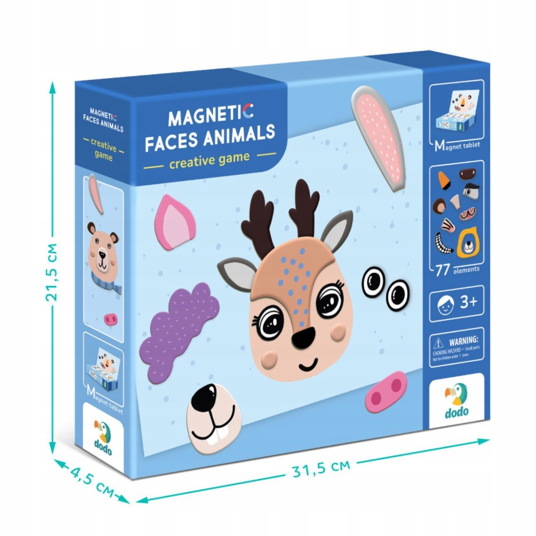 GRA MAGNETYCZNA EDUKACYJNA "ZWIERZĘCE TWARZE" KOLOROWY ZESTAW 77 Płeć dziewczynki unisex