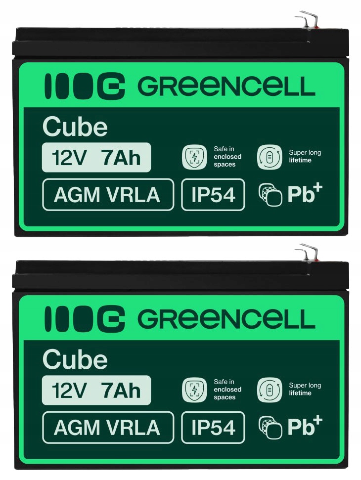 2X Agm Vrla Green Cell 12V/24V 7Ah Bezobsługowy Autko Rower Ups Solary