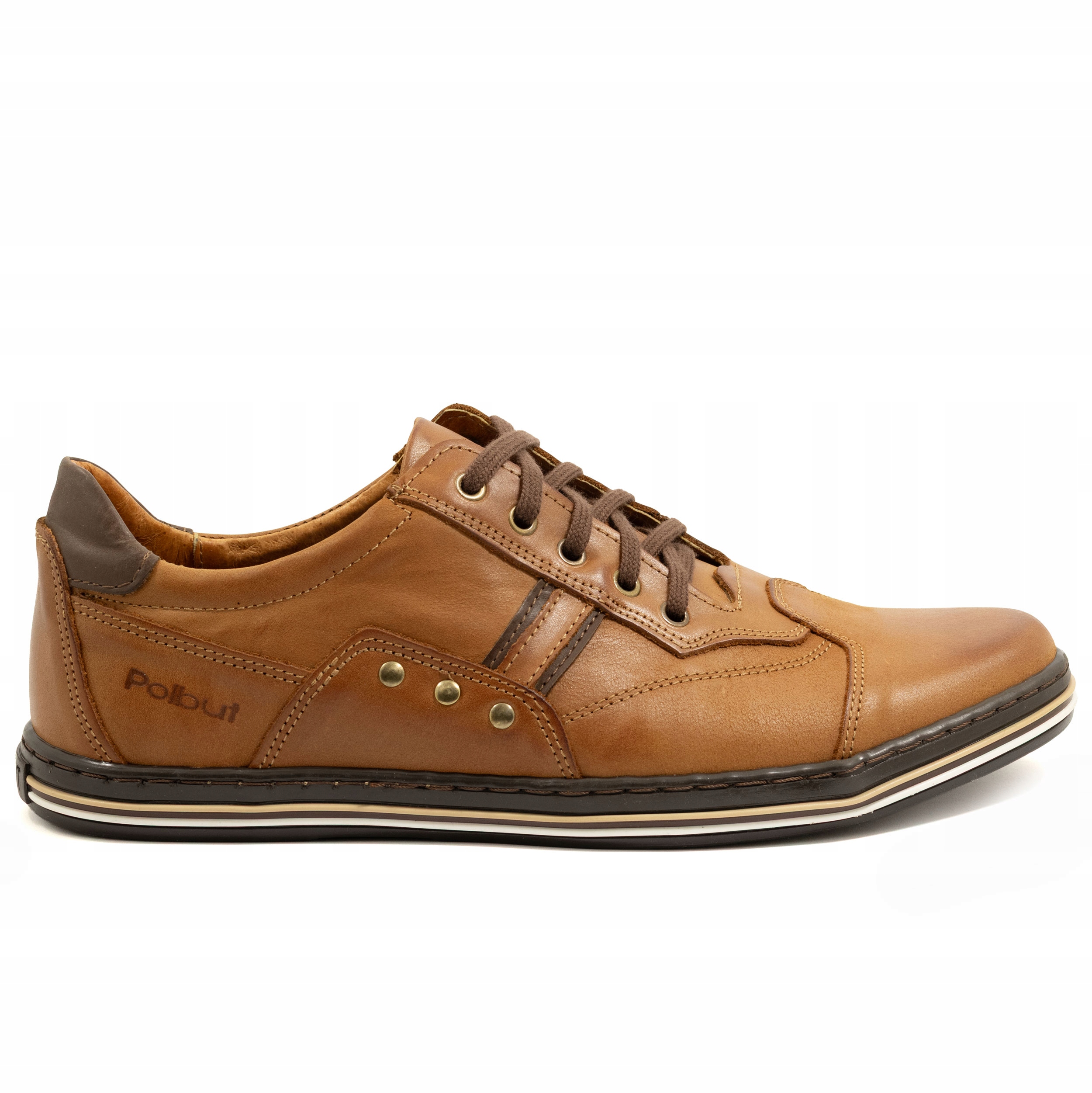 Pánské kožené polobotky Polbut casual pohodlné šněrovací 1801 červené 42