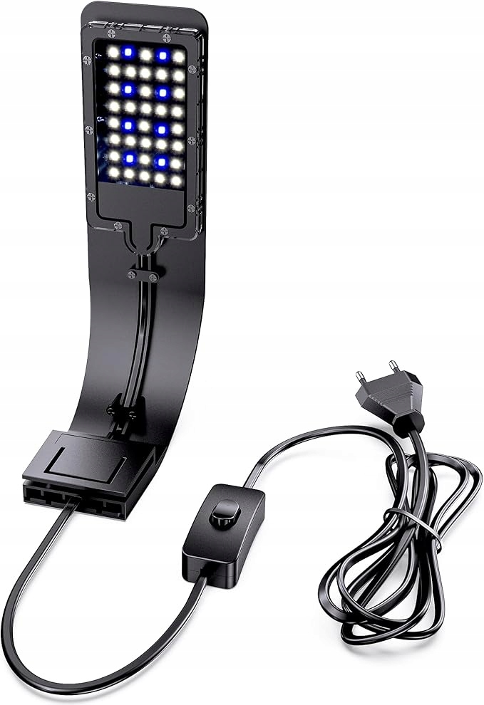 Levně Led lampa do akvária Nicrew 40 Led Slim – bílé a modré světlo, 8 W