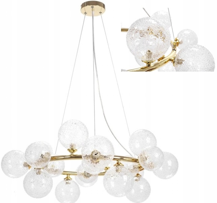 Lampa Wisząca Sufitowa Szklane Kule Złota Glamour