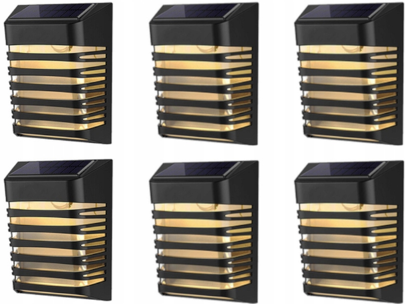 6 x Led solární lampa na Oplocení se senzorem soumraku