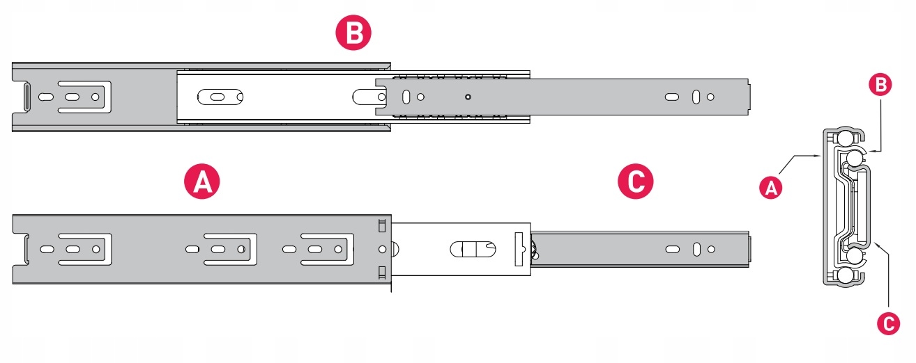 PROWADNICA KULKOWA MEBLOWA DO SZUFLAD 50 500 OCYNK Marka Shop line