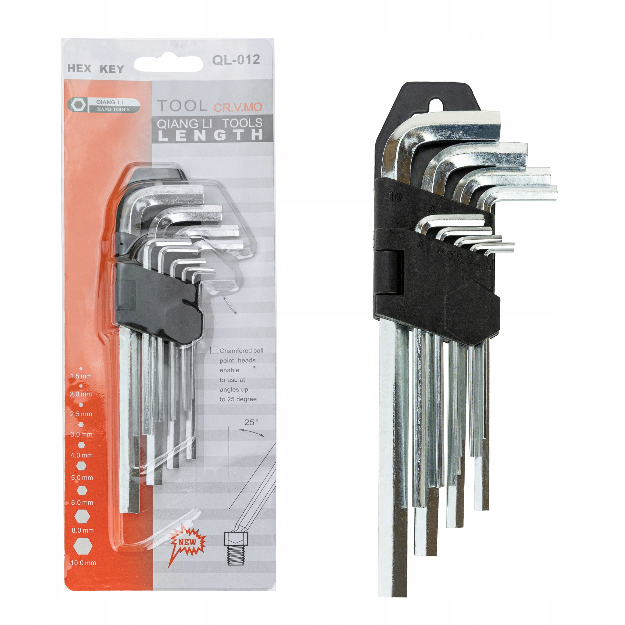 

Klucze imbusowe, imbusy Hex, 9 el. 1,5 – 10 mm