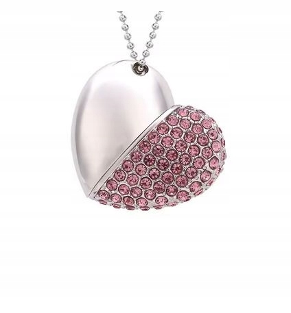 Pendrive Usb 16 Gb Damski Naszyjnik Serce Różowe 620