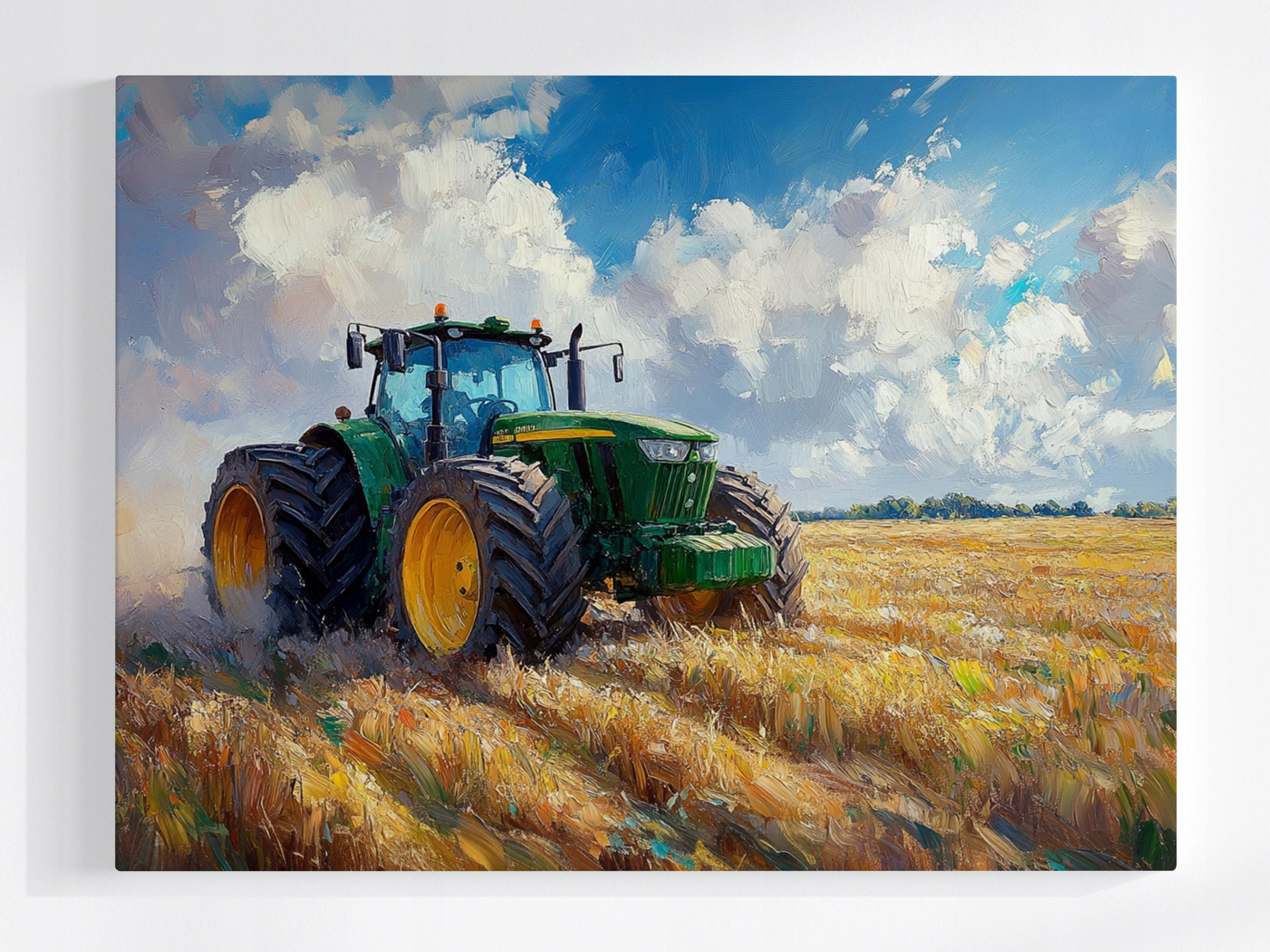 Obraz Na Plátně Canvas Vesnice Zemědělství Pole Traktor Žně Obilí 100x75