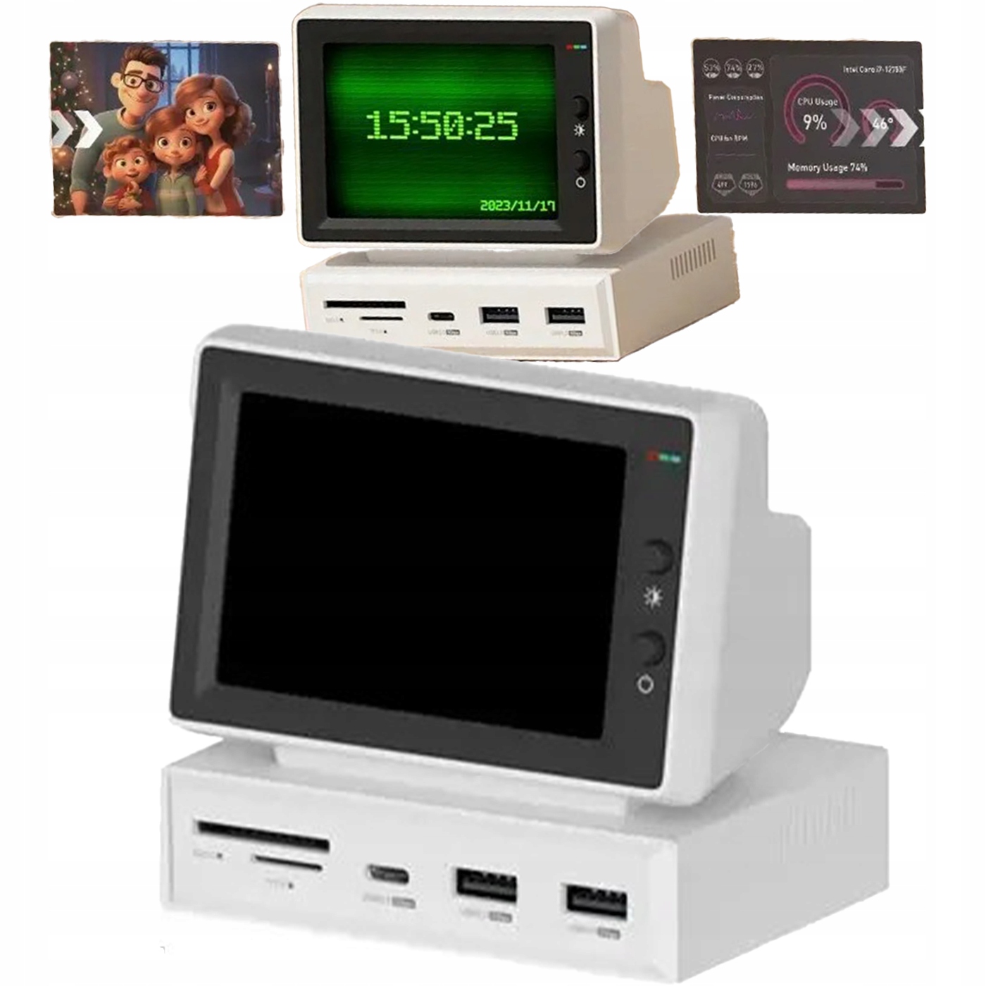 Mini Monitor 3.5 Ips Dokovací stanice Usb-c Hub Pc MacBook Retro Obrazovka