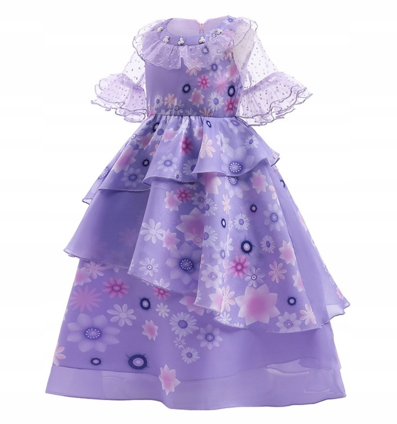 STRÓJ KOSTIUM SUKIENKA MADRIGAL ENCANTO ISABELA PERUKA BAL KARNAWAŁ 134 140 Rozmiar 134-140