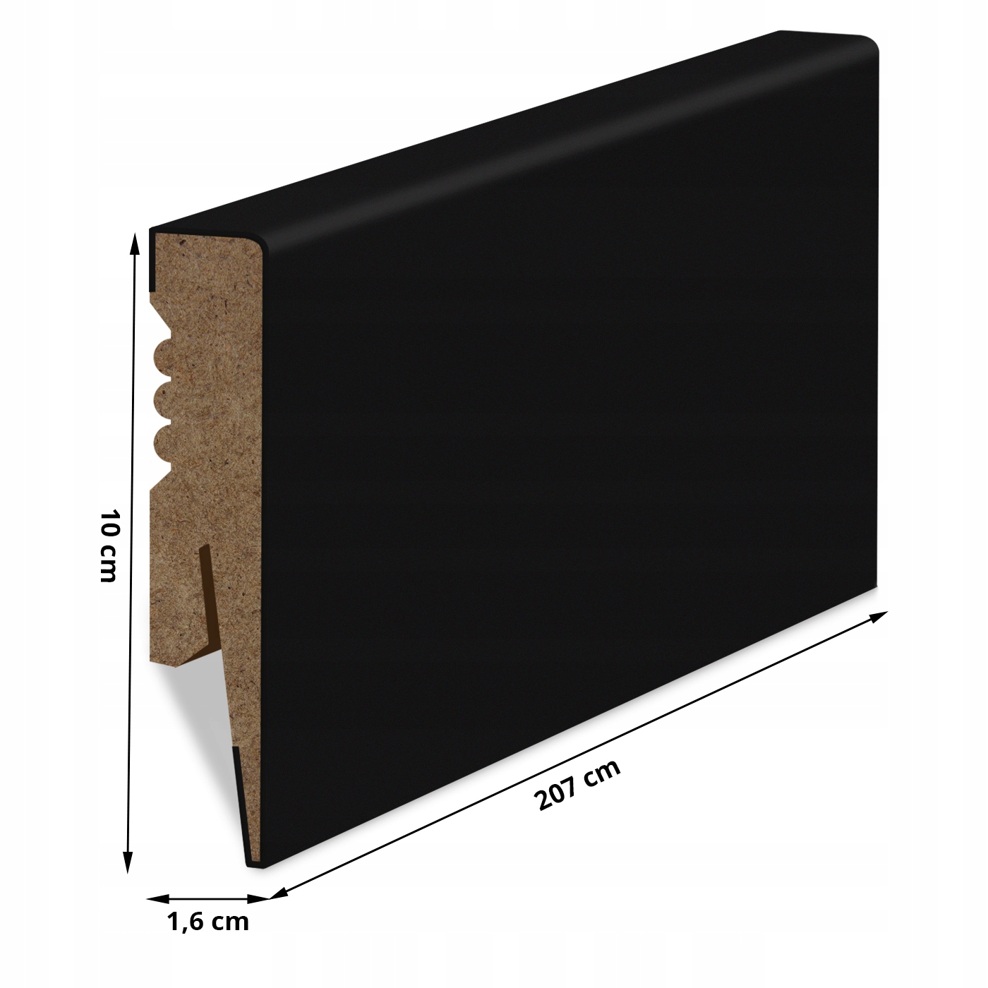 100x16 mm LISTWA PRZYPODŁOGOWA CZARNA MDF DEKORACYJNA COKÓŁ promień R2 Marka Golddoor