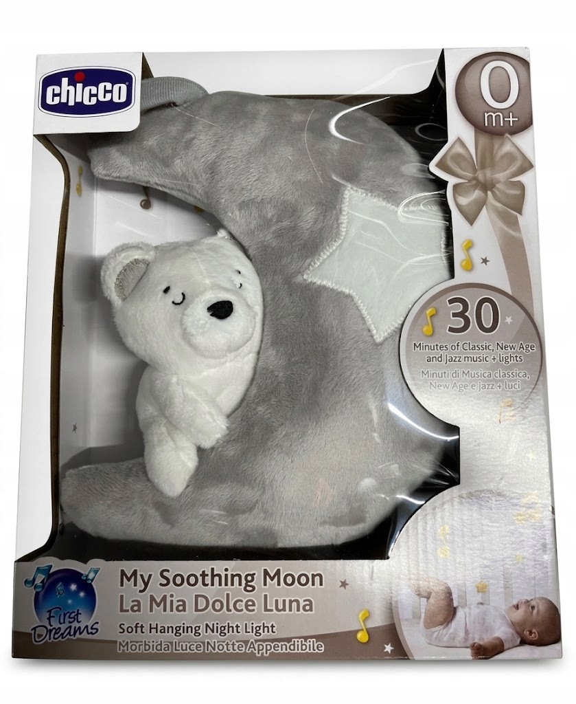 Grająca uspokajająca pozytywka Miękki Księżyc z lampką My Soothing Moon