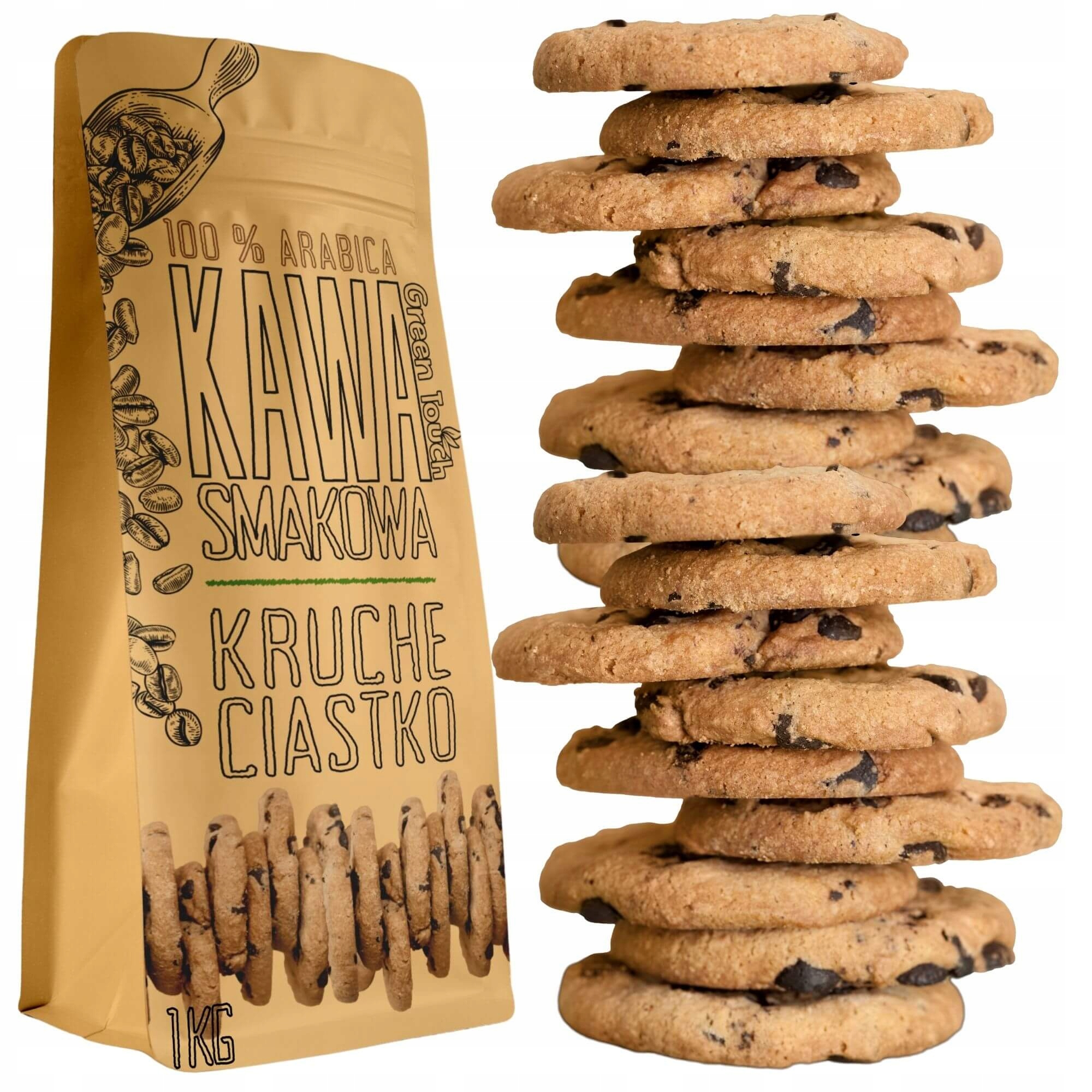 Mletá Káva Křehké Sušenky s příchutí křehkého koláče 1 kg Green Touch