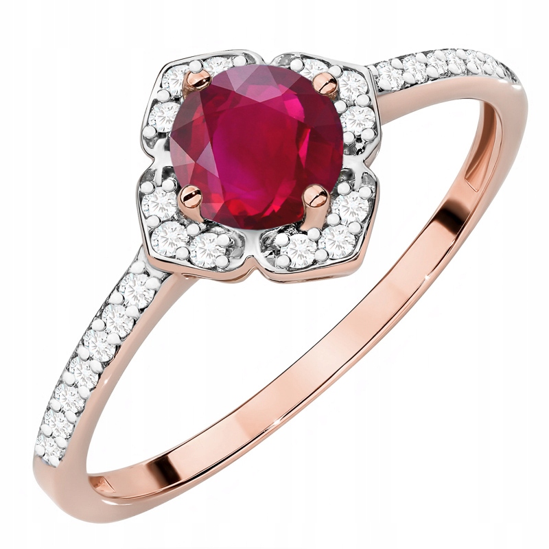 Zlatý Prstýnek pr. 585 14k s brilianty a Rubínem 0,60ct