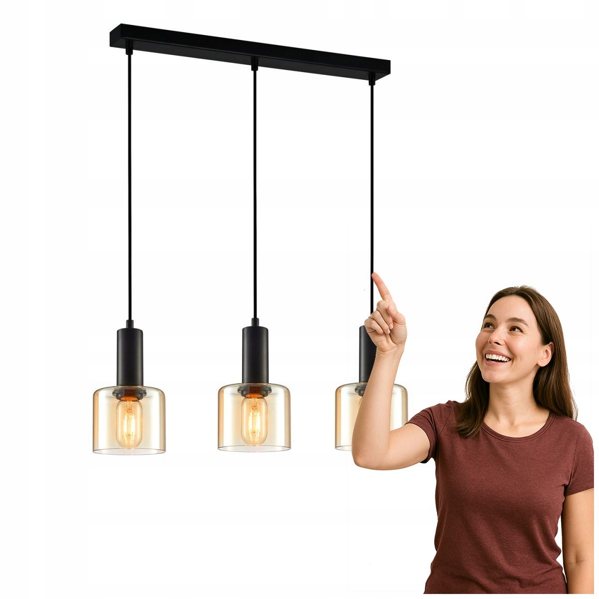 Závesná lampa Santia PND-65342-3-BK+AMB Italux