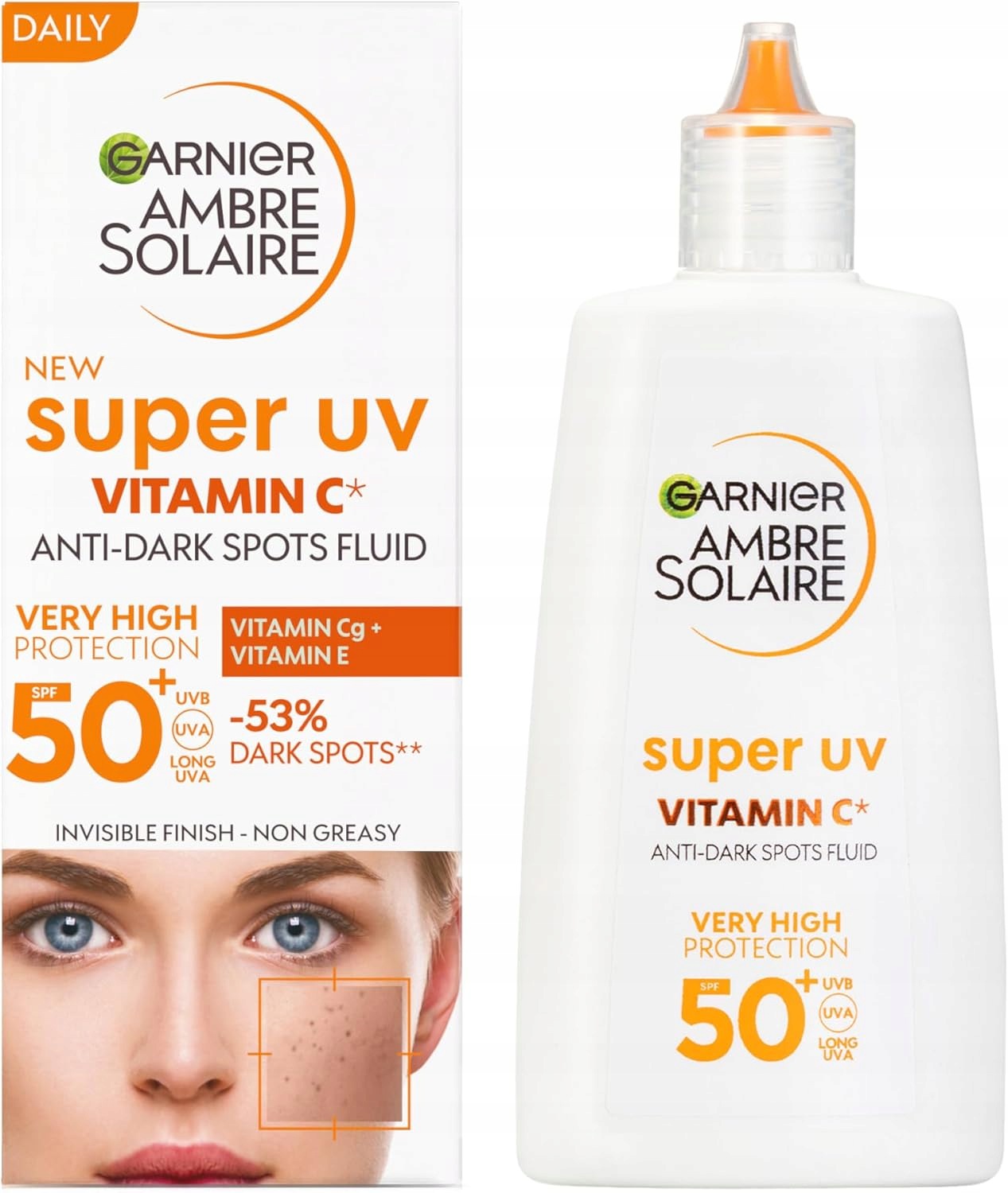 Garnier Ambre Solaire Tekutý přípravek Spf 50 Tmavé skvrny Vitamín Cg 40 ml