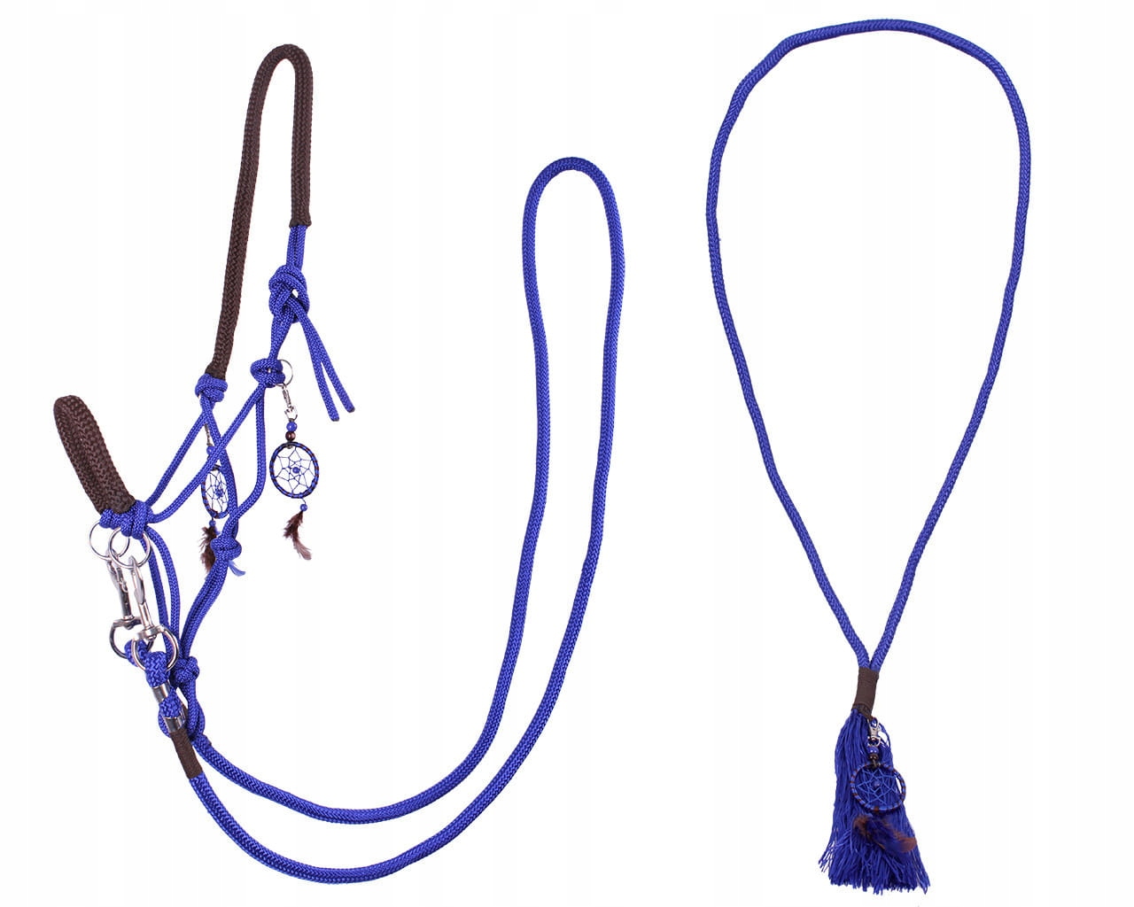 Kantar sznurkowy dla konia Qhp Liberty z wodzami i cordeo niebieski Cob